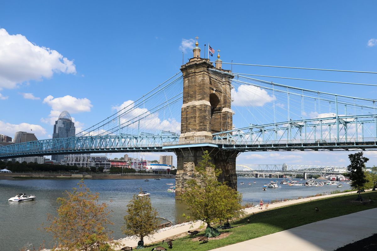 Roebling Suspension Bridge on a Sunny Day